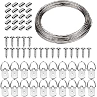 Kinbom - Juego de 20 ganchos para colgar cuadros con anillas en D y tornillos- 20 piezas de mangas de aluminio para…